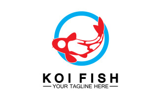 Fish koi black and red icon logo vector v42