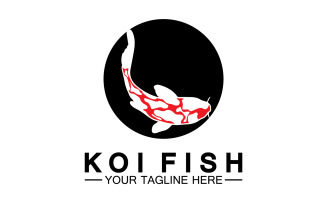 Fish koi black and red icon logo vector v43