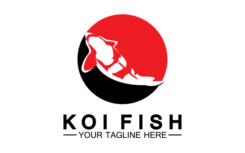 Fish koi black and red icon logo vector v44 Logo Template