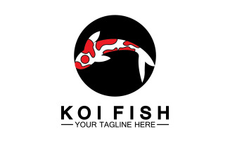 Fish koi black and red icon logo vector v47