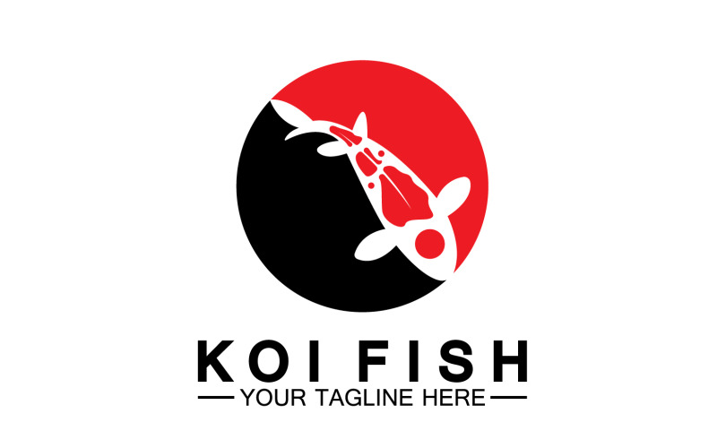 Fish koi black and red icon logo vector v48 Logo Template