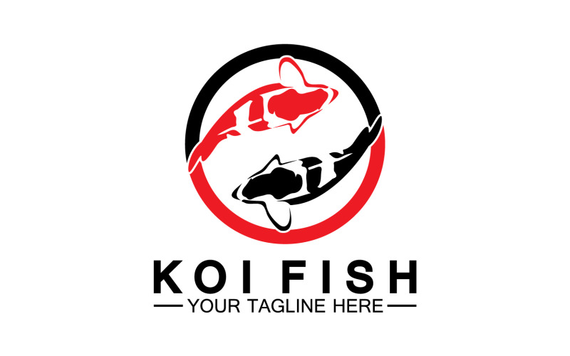 Fish koi black and red icon logo vector v49 Logo Template