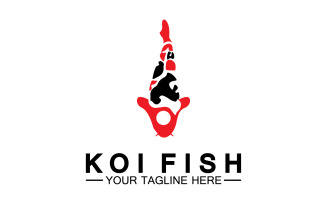 Fish koi black and red icon logo vector v4