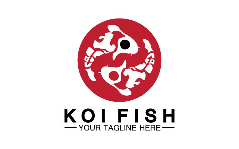 Fish koi black and red icon logo vector v50 Logo Template