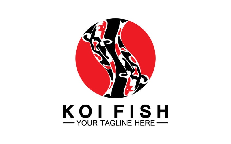 Fish koi black and red icon logo vector v51 Logo Template