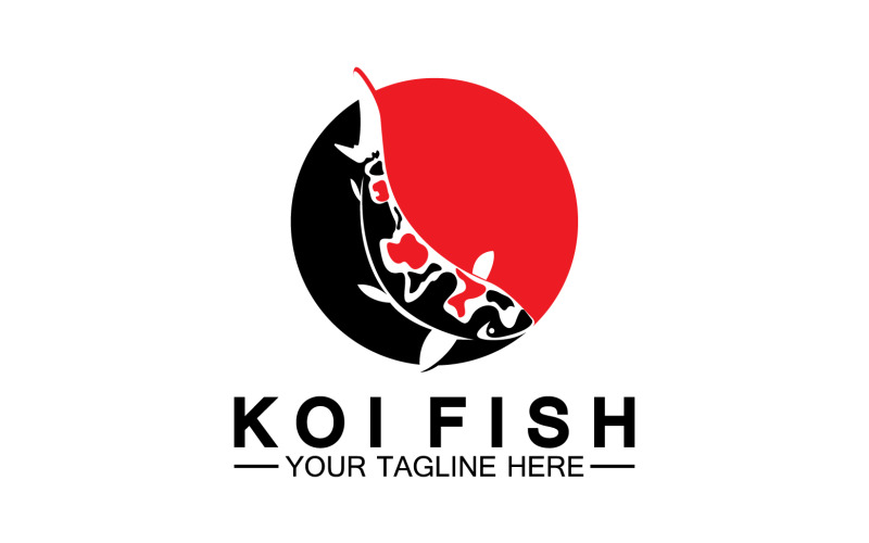 Fish koi black and red icon logo vector v52 Logo Template