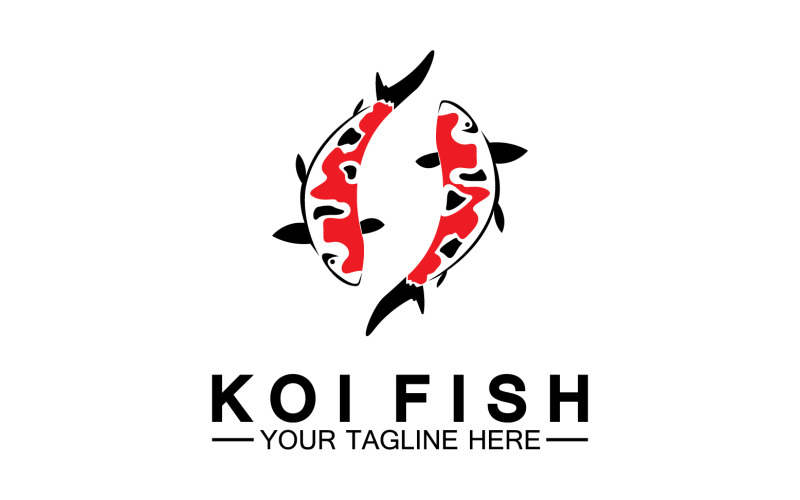 Fish koi black and red icon logo vector v7 Logo Template