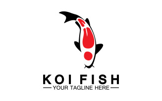 Fish koi black and red icon logo vector v9