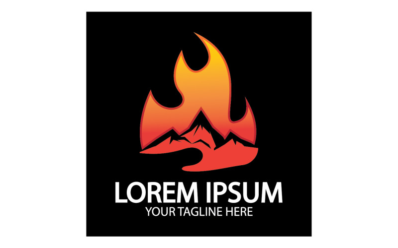 Mountain and fire logo vector v16 Logo Template