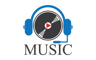 Music note play icon logo v10