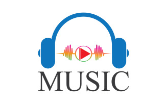 Music note play icon logo v1