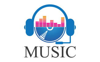 Music note play icon logo v2