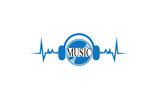 Music note play icon logo v3