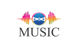 Music note play icon logo v4