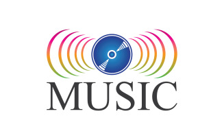 Music note play icon logo v6
