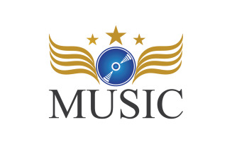 Music note play icon logo v8