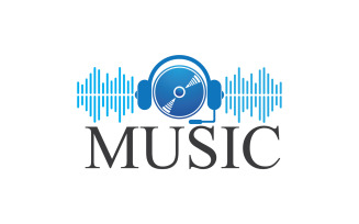 Music note play icon logo v13