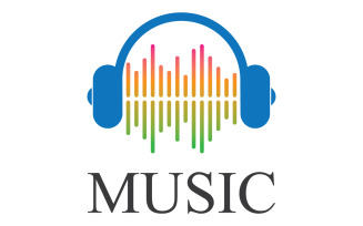 Music note play icon logo v18