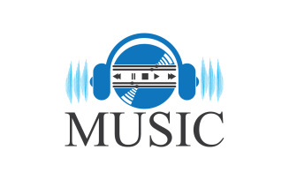 Music note play icon logo v20