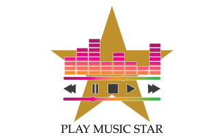 Music note play icon logo v32