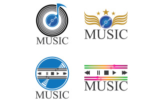 Music note play icon logo v33