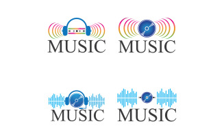 Music note play icon logo v34
