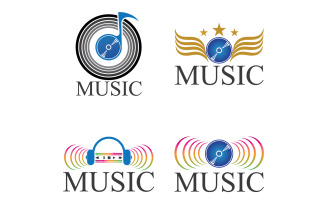 Music note play icon logo v35