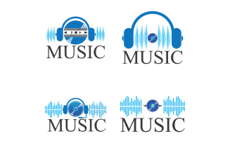 Music note play icon logo v36