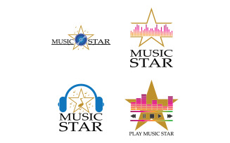Music note play icon logo v37