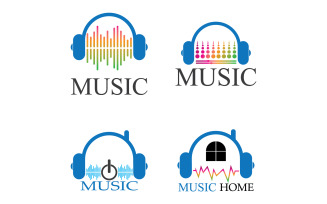 Music note play icon logo v39
