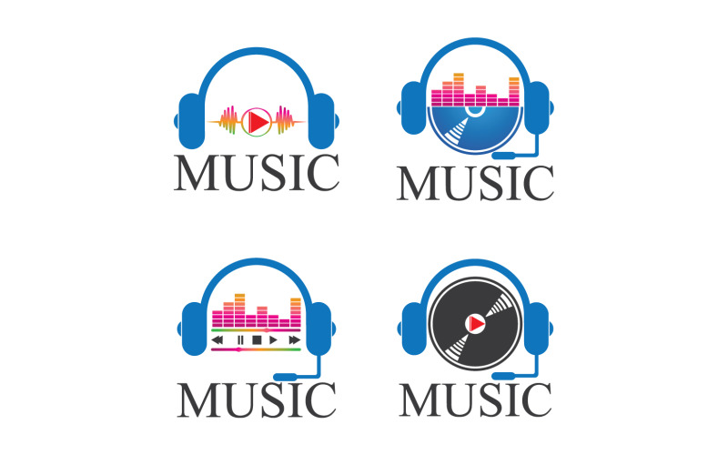 Music note play icon logo v40 Logo Template
