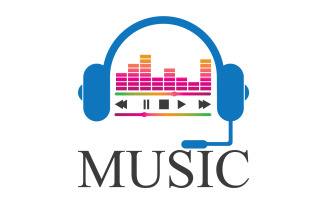 Music note play icon logo v9
