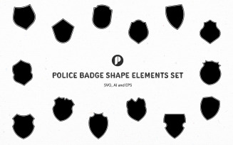 Police Badge Shape Elements Set