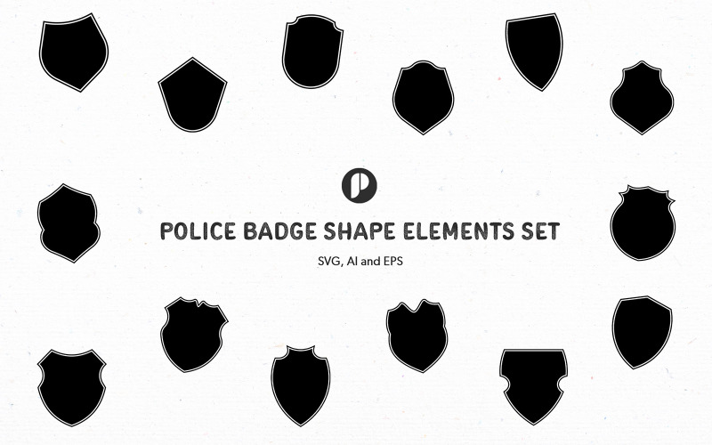 Police Badge Shape Elements Set Illustration