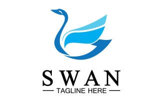 Swan animal icon logo vector template v6