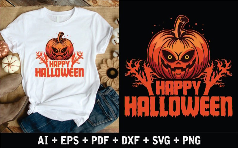Happy Halloween With Spider And Net T Shirt Design T-shirt