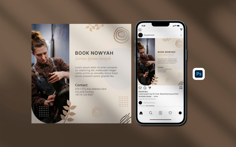 Instagram post template - fashionable hairdresser salon instagram post template Social Media