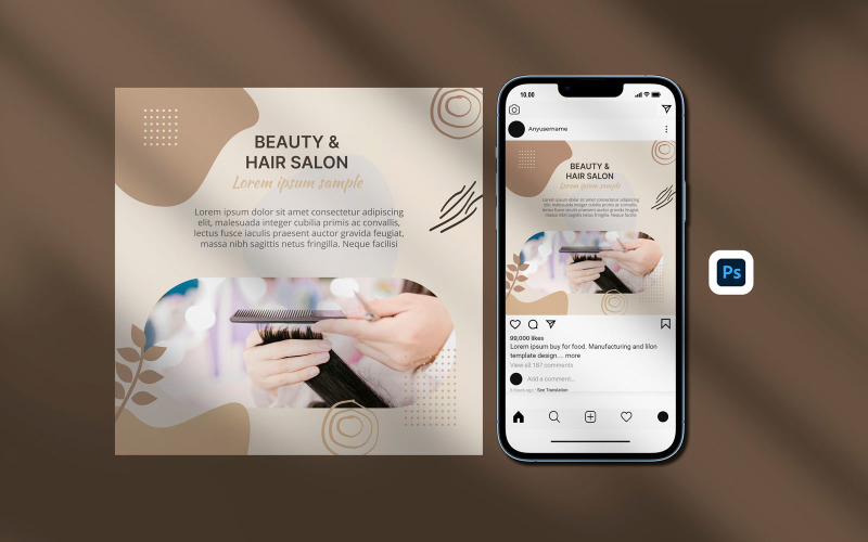 Instagram posts template - fashionable hairdresser salon instagram post template Social Media