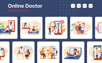 M269_ Online Doctor Consultation Illustration Pack