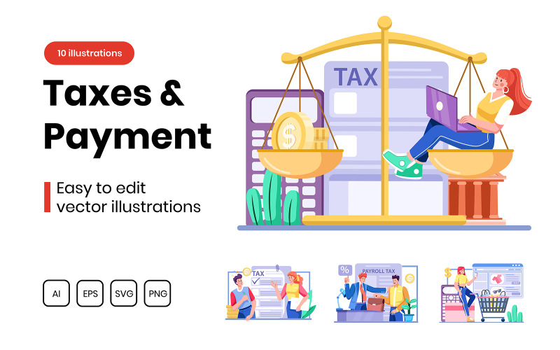 M297_ Taxes And Payment Illustration Pack