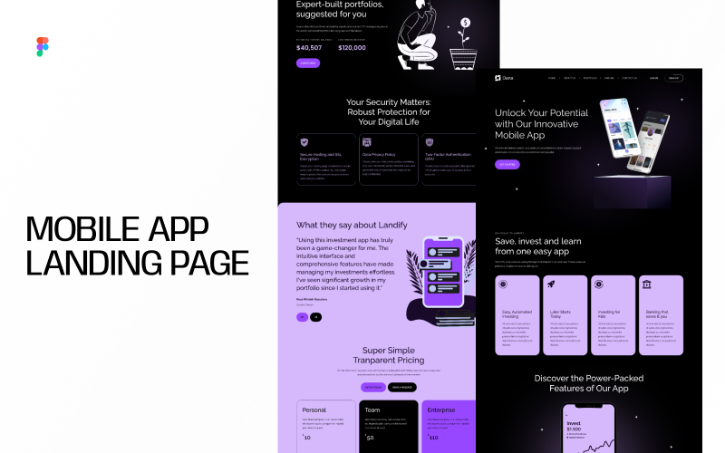 Mobile App Landing Page Template UI Element