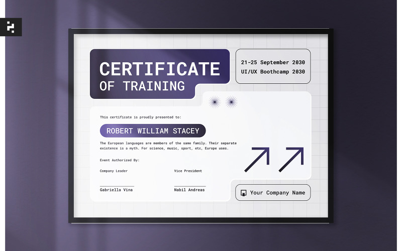 Modern Training Program Certificate Corporate Identity