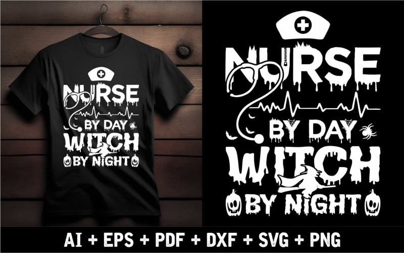 Nurse By Day Witch By Night Design For Halloween Event T-shirt
