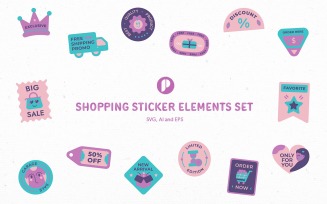 Shopping Sticker Elements Set