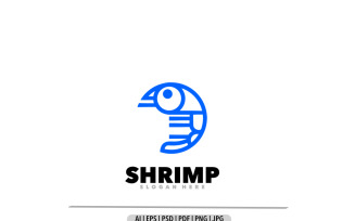 Shrimp line logo design template