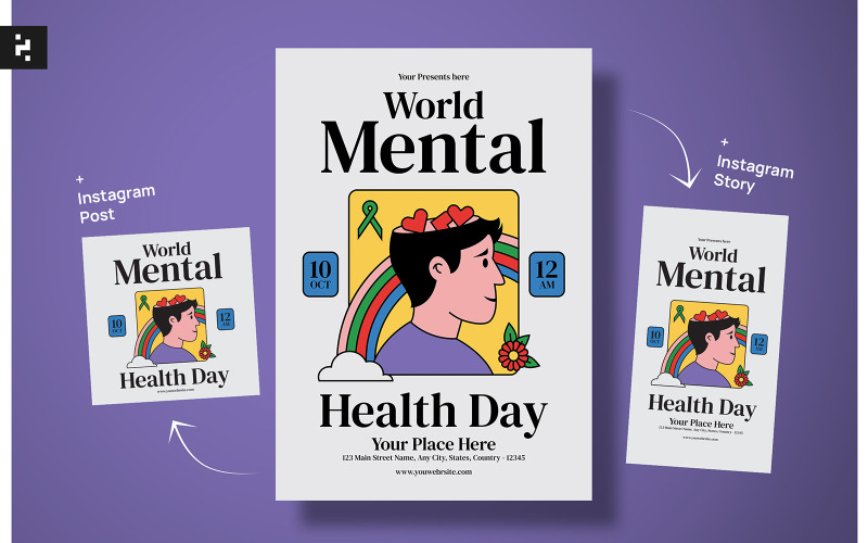 World Mental Health Day Flyer Template Corporate Identity