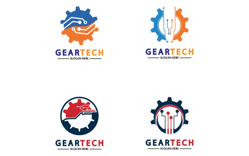 Gear Tech icon vector logo v52 Logo Template