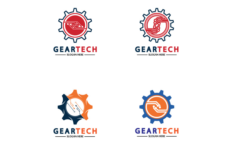 Gear Tech icon vector logo v54 Logo Template