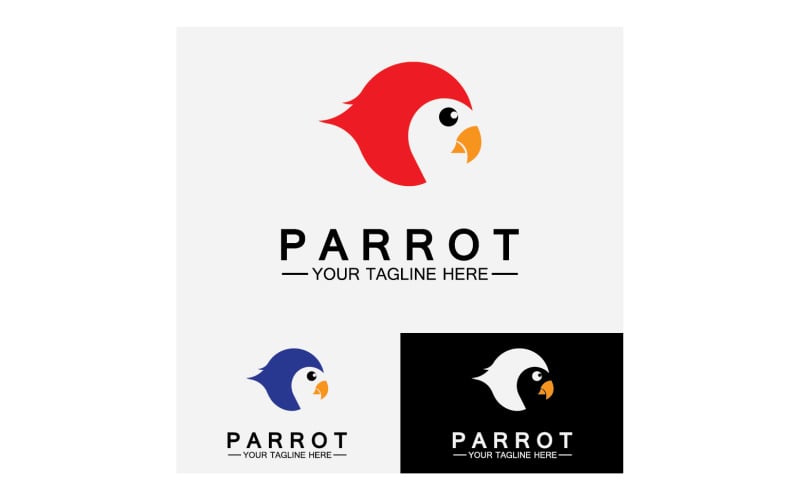 Bird Parrot head logo vector v14 Logo Template