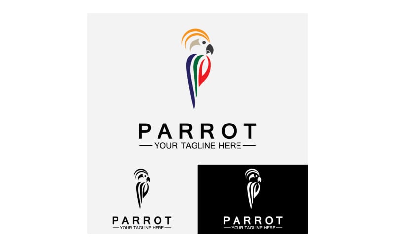 Bird Parrot head logo vector v17 Logo Template